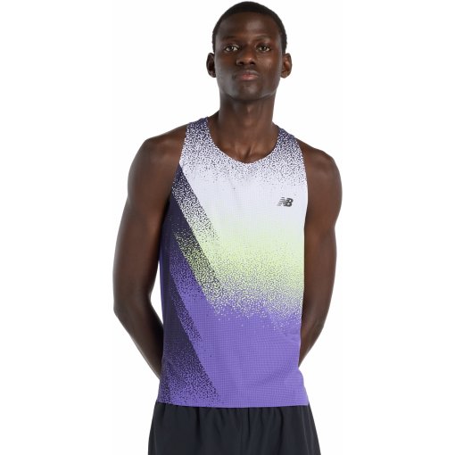 Zdjęcie: New Balance Race Day Ultra Light Printed Podkoszulek na ramiączkach męski - Electric Purple