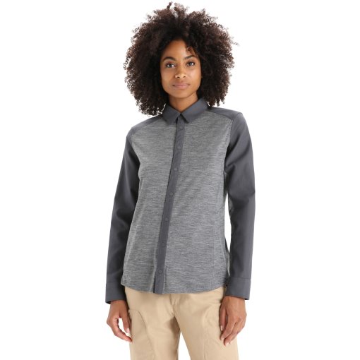 Immagine prodotto da Icebreaker Camicia a Maniche Lunghe Donna - Hike - Gritstone Hthr/Monsoon