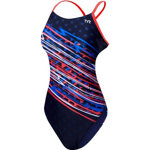 Produktbild von TYR Victorious Cutoutfit Badeanzug Damen - rot/weiß/blau