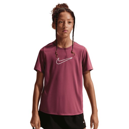 Picture of Nike One Fitted Dri-FIT Short-Sleeve Top Kids - pink smoke/white FZ5600-655