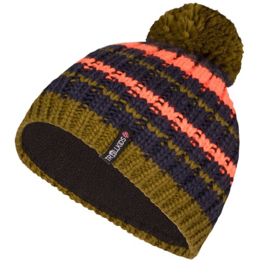 Produktbild von Trollkids Hafjell Bommelmütze Kinder - Spruce Green/Navy/Vivid Orange