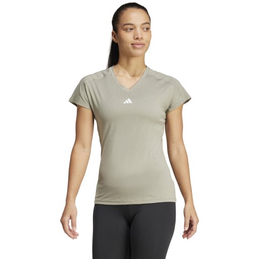 Produktbild von adidas AEROREADY Train Essentials Minimal Branding V-Neck T-Shirt Damen - silver pebble IX1001