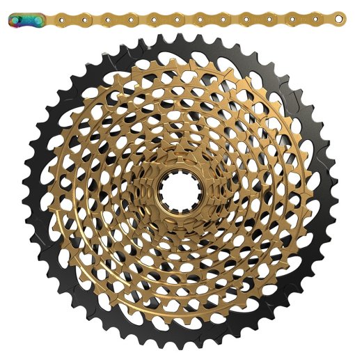 Immagine prodotto da SRAM XX1 Eagle Kit di ricambi usurabili – Catena e cassetta XG-1299 - 50 teeth - gold
