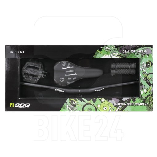 Foto de SDG Jr. Pro Kit - MTB Sillín, Manillar, Puños &amp; Pedales para Niño - Negro