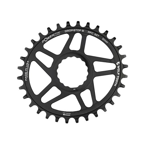 Photo produit de Wolf Tooth Plateau PowerTrac Elliptical Direct Mount pour Race Face Cinch | Oval | Drop Stop B | Boost 3mm Offset - noir