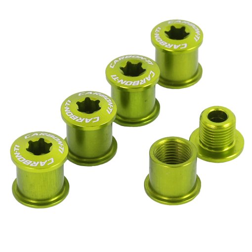 Produktbild von Carbon-Ti X-Fix BCD 107 2X Kettenblattschrauben Set - acid green