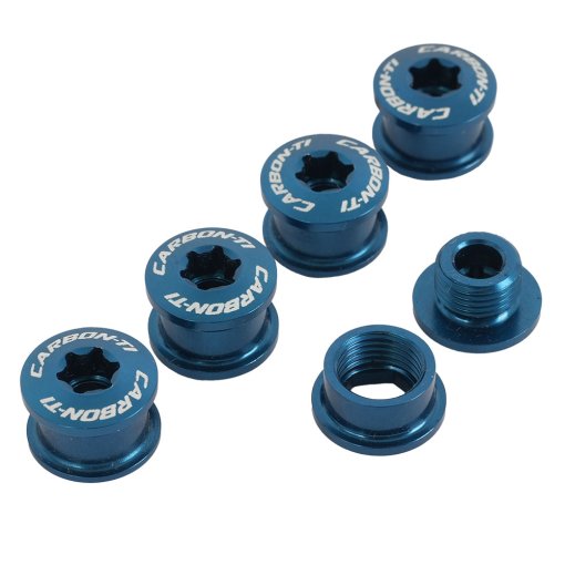 Produktbild von Carbon-Ti X-Fix Road XS Kettenblattschrauben Set - blau