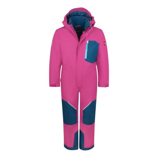Image of Trollkids Isfjord XT Snowsuit Kids - Bright Berry/Madeira Blue/Lagoon Blue
