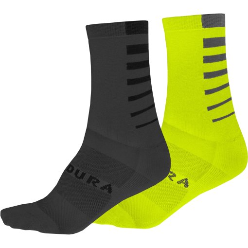Photo produit de Endura Chaussettes Mi-Longues - Coolmax® Stripe  (Pack de Deux) - neon yellow