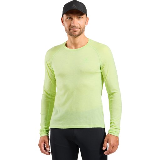 Immagine prodotto da Odlo T-Shirt da Trail Running a Maniche Lunghe Uomo - X-Alp Performance Wool 115 - shadow lime melange