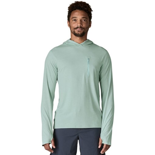 Productfoto van Patagonia Cap Cool Sun Heren shirt met capuchon en lange mouwen - Thermal Blue - Thin Ice X-Dye