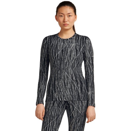 Foto de Icebreaker Camiseta Manga Larga Mujer - Merino 260 Tech Vertex Crew Delta Lines - Negro/Snow