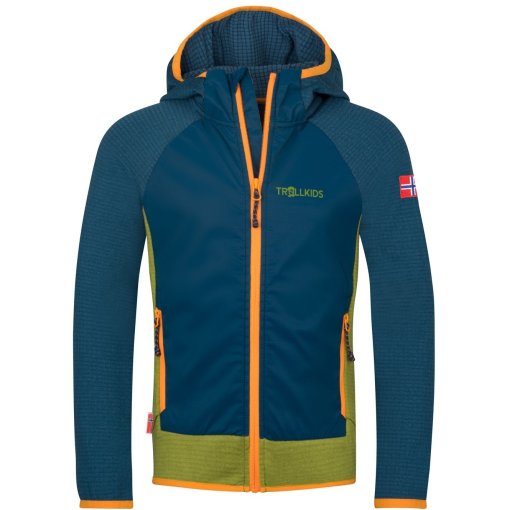 Productfoto van Trollkids Seiland Jas Kinderen - Madeira Blue/Pear Green/Sahara Sunset