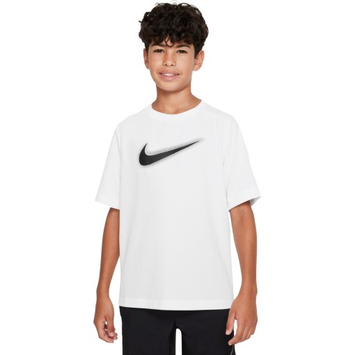 Produktbild von Nike Dri-FIT Multi+ Trainings-Oberteil mit Grafik für ältere Kinder - weiß/schwarz DX5386-101