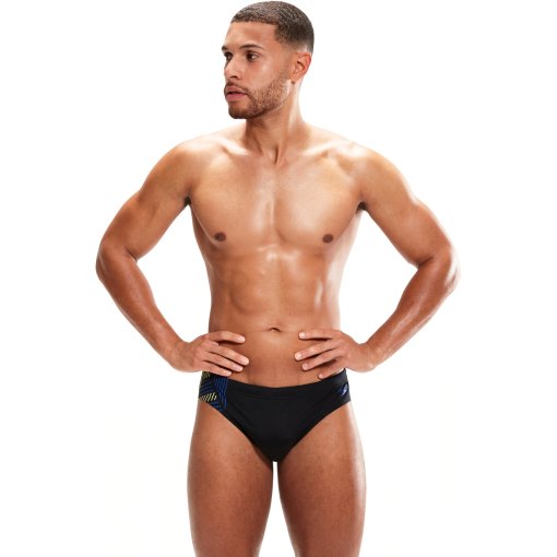 Produktbild von Speedo Tech Panel 7cm Badeslip Herren - black/chroma blue/spritz