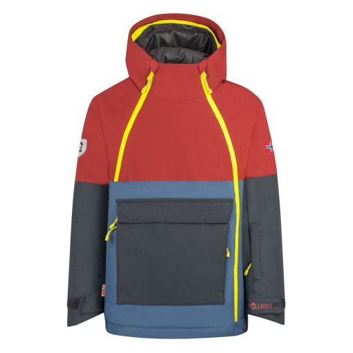Foto de Trollkids Chaqueta Niño - Eikedalen - Carmin Red/Mystic Blue/Glow Green