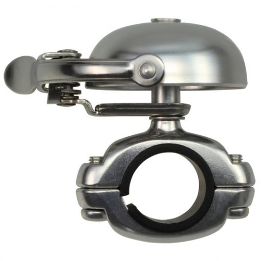 Productfoto van Crane Bell Co. Mini Suzu Fietsbel - Die Cast Mount - matte silver