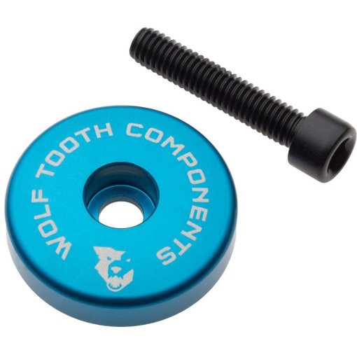 Produktbild von Wolf Tooth Ultralight Ahead Kappe mit integriertem Spacer - blau