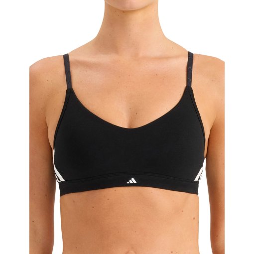 Foto de adidas Sports Underwear Sport Active Essentials Cotton 3 Stripes Full Padded Bralettes para mujer - 000 black