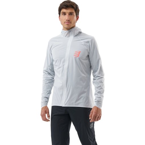 Foto de Compressport Chaqueta Unisex - Hurricane Waterproof 10/10 - grey dawn/fluo red