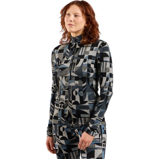 Foto de Odlo Camiseta Interior Manga Larga Mujer - Merino Warm Jacquard Half-Zip - provincial blue - black