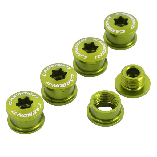 Produktbild von Carbon-Ti X-Fix Road XS Kettenblattschrauben Set - acid green