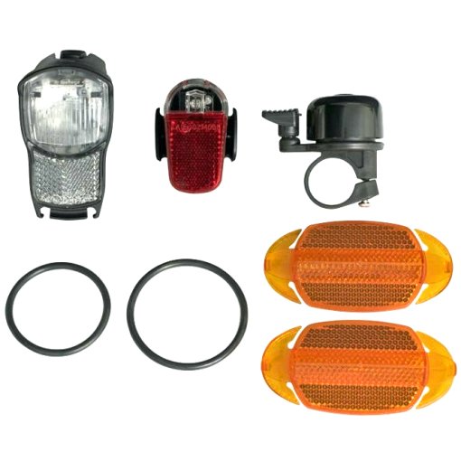 Produktbild von Spanninga Security Kit - Batterie Vorder- &amp; Rücklicht + Reflektoren + Klingel - ohne StVZO