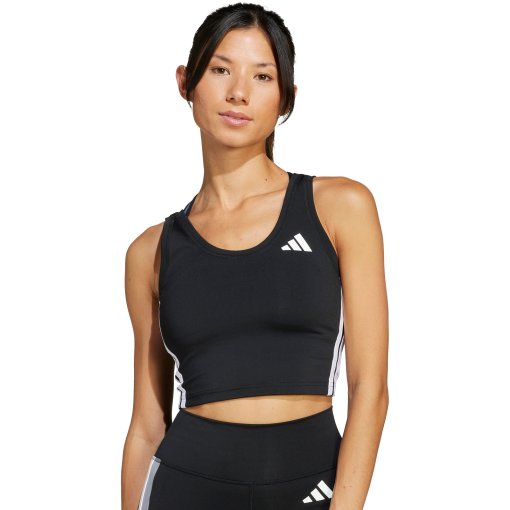 Foto de adidas Camiseta de Tirantes Mujer - Train Essentials 3-Stripes Crop - negro/blanco JF8915