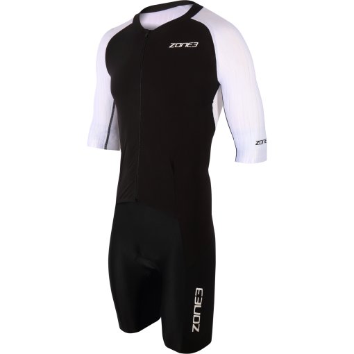 Picture of Zone3 Lava Long Distance Full Zip Short Sleeve Aero Suit Men - black/white/red