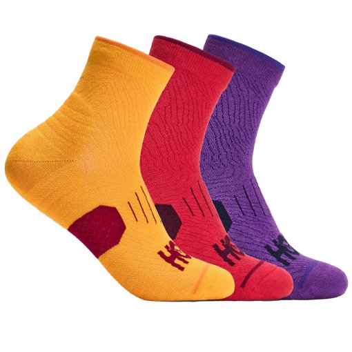 Billede af Hoka Quarter Run Socks 3-Pack - egg yolk / cerise / virtual violet