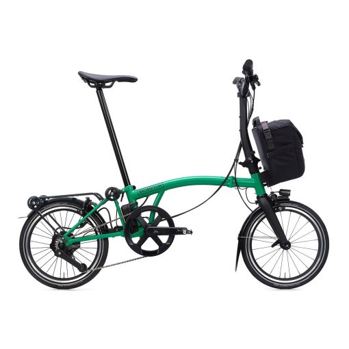Photo produit de Brompton Vélo Pliant Électrique 16&quot; - Electric P Line - 4 Speed - Mid Bar - Extended Seatpost - Rear Rack - 2026 - palm green