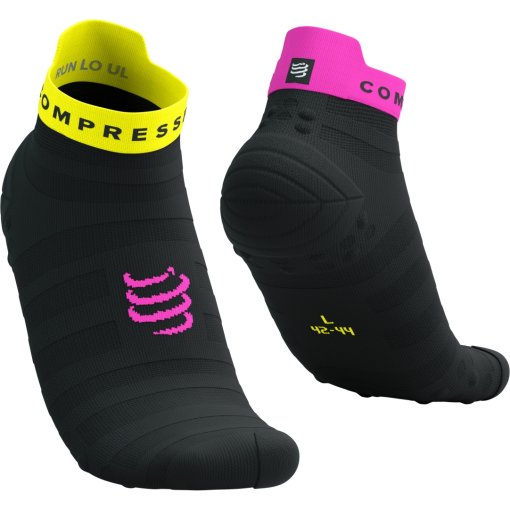 Produktbild von Compressport Pro Racing Kompressionssocken v4.0 Ultralight Run Low - black/safety yellow/neon pink