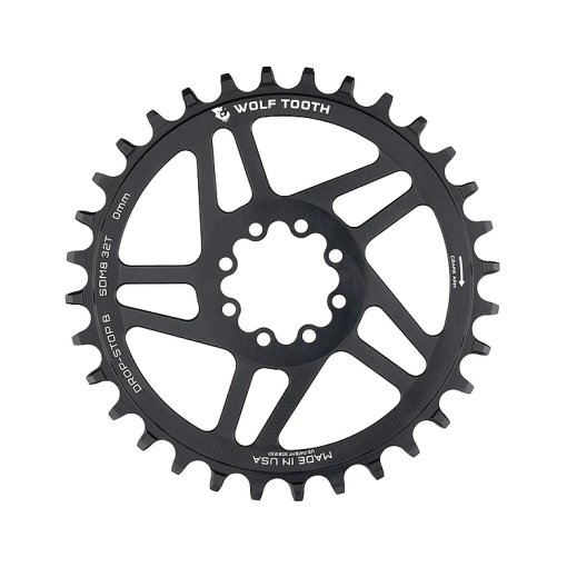 Foto de Wolf Tooth Plato para SRAM 8-Bolt Direct Mount | Drop-Stop B | 0mm Offset | Boost - negro