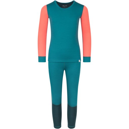 Foto de Trollkids Juego de Ropa Interior Niño - Merino II - Ocean Green/Midnight Petrol/Coral Pink