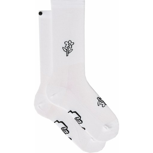 Immagine prodotto da FINGERSCROSSED Calzettoni da Ciclismo - Classic Iconic - Flower - Bianco