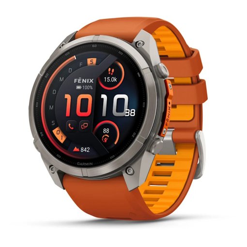 Picture of Garmin fenix 9 Pro inReach GPS Smartwatch - 51mm - Titanium - Autumn Orange/Spark Orange