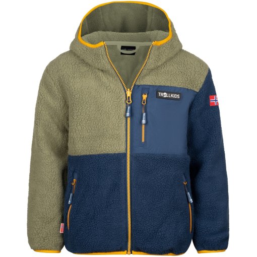 Foto de Trollkids Chaqueta Niño - Aurlandsfjord - Moss/Mystic Blue/Golden Yellow
