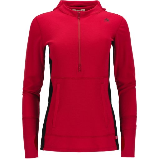 Produktbild von Aclima WarmWool Kapuzenpullover w/zip Damen - jester red/jet black