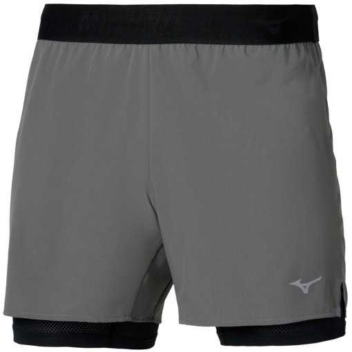 Photo produit de Mizuno Core 5.5 Inches Short running 2 en 1 pour hommes - Lava Smoke