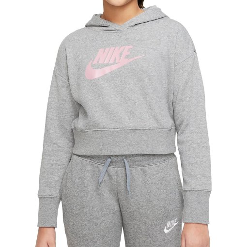 Immagine prodotto da Nike Felpa con Cappuccio Bambini - Sportswear Club French Terry Cropped - carbon heather/pink DC7210-093