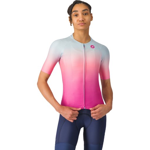 Productfoto van Castelli UPF Damestrui met korte mouwen - winter sky/violet pink 486