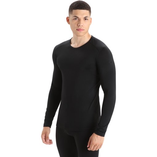 Immagine prodotto da Icebreaker Canottiera a Maniche Lunghe Uomo - Merino 200 Oasis Crewe - Nero
