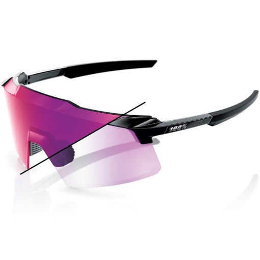 Picture of 100% Aerocraft Photochromic Glasses - Gloss Black - Purple Mirror