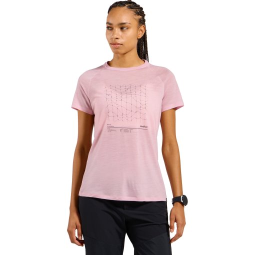 Picture of Odlo Ascent Merino-Blend Hyper Mapping T-Shirt Women - hyper pink