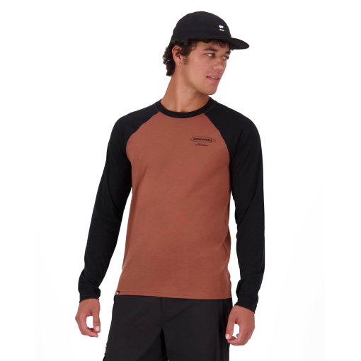 Photo produit de Mons Royale T-Shirt Manches Longues Homme - Icon Merino Raglan - cinnamon / black