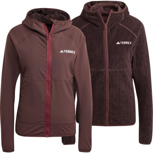 Produktbild von adidas Organiser Techrock Reversible Fleecejacke mit Kapuze Damen - shadow brown IB1863