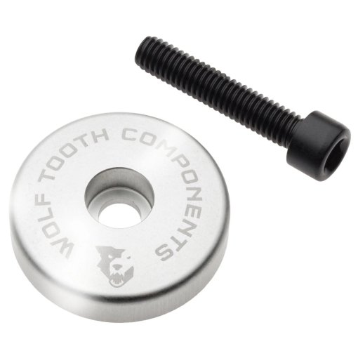Produktbild von Wolf Tooth Ultralight Ahead Kappe mit integriertem 5mm Spacer - rohsilber