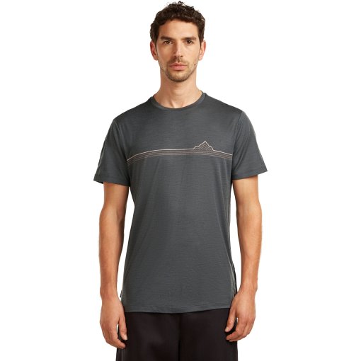 Picture of Icebreaker Merino 150 Tech Lite T-Shirt Range Stripes Men - Obsidian