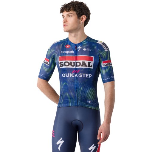 Picture of Castelli Climber&#039;s A/C Jersey Team Soudal Quick-Step Men - blue/electric lime 051