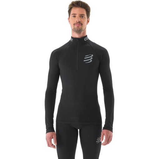 Produktbild von Compressport 3D Thermo Half Zip Langarmshirt Herren - schwarz